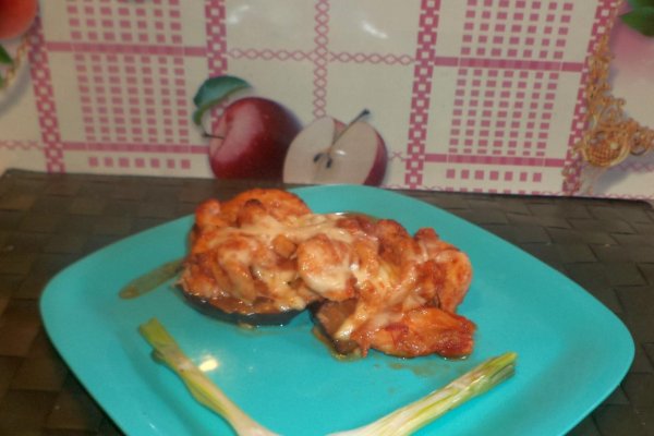 Felii de vinete cu pui gratinate