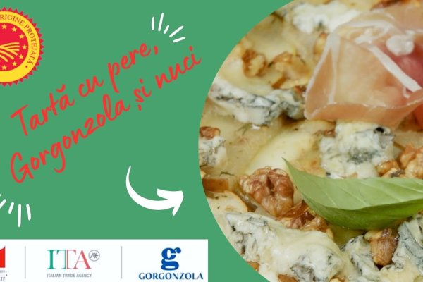 Tartă cu pere, brânză gorgonzola și nuci